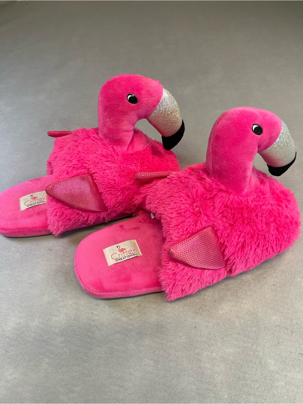 Critter Creations Adult Pink Flamingo Scuff Slippers XL 11-12